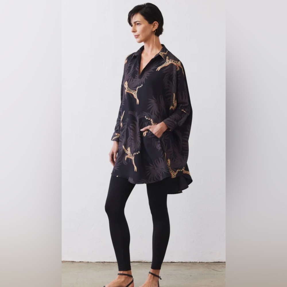 RUTI OVERSIZED JUNGLE CIRCLE DRESS XS pockets